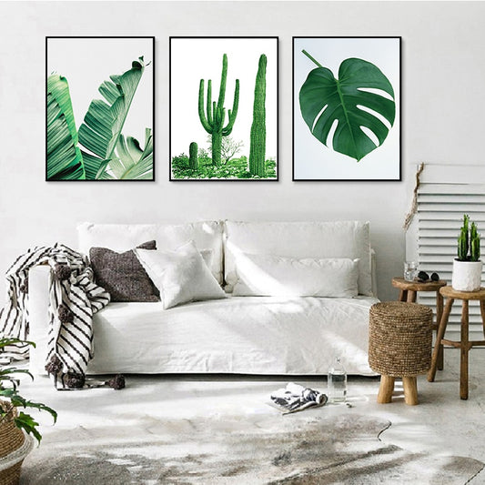 Turtle Leaves Cactus Canvas Print Decorative Pictures Wall Art