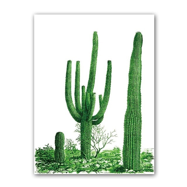 Turtle Leaves Cactus Canvas Print Decorative Pictures Wall Art