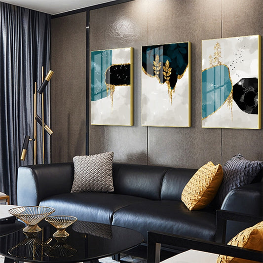 Abstract Golden Plant Leaves Canvas Print Painting