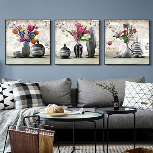 Vintage Flower Pots Canvas Print