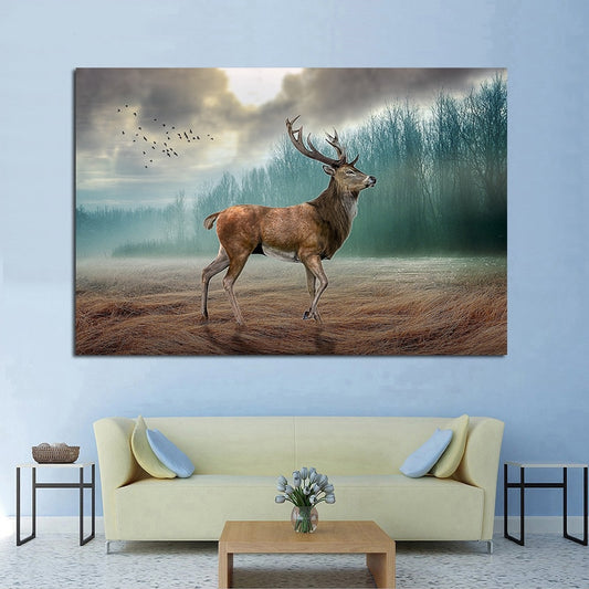 Deer In The Jungle Canvas Painting