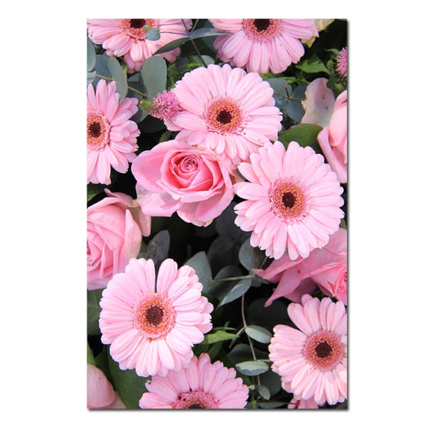 Wall Art Colorful Pink Flowers Canvas Painting