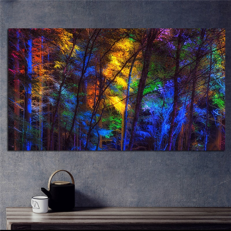 Colorful Forest Trees Canvas Poster