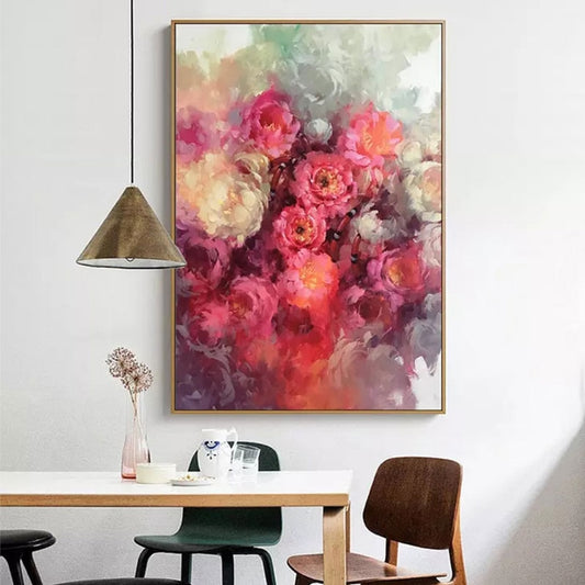 Canvas Painting Red Flowers Rose Wall Art