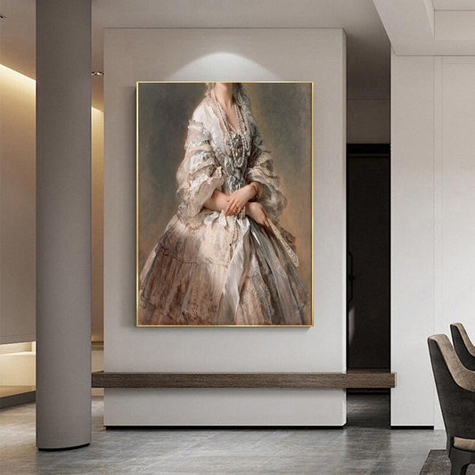 Vintage European Style Woman Portrait Painting Print