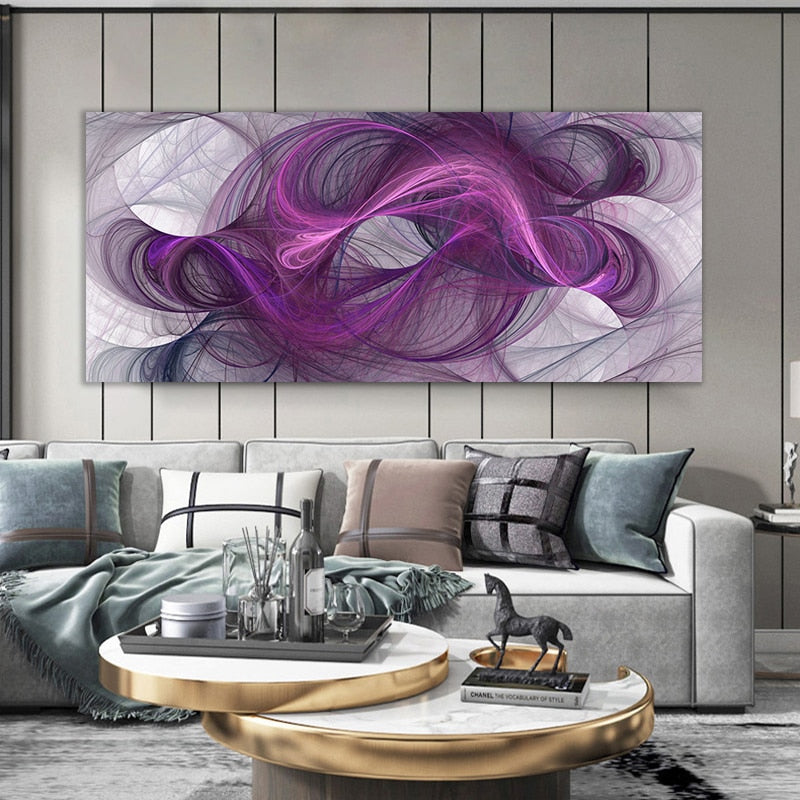 Purple Abstract Line Home Decor Canvas Painting Print