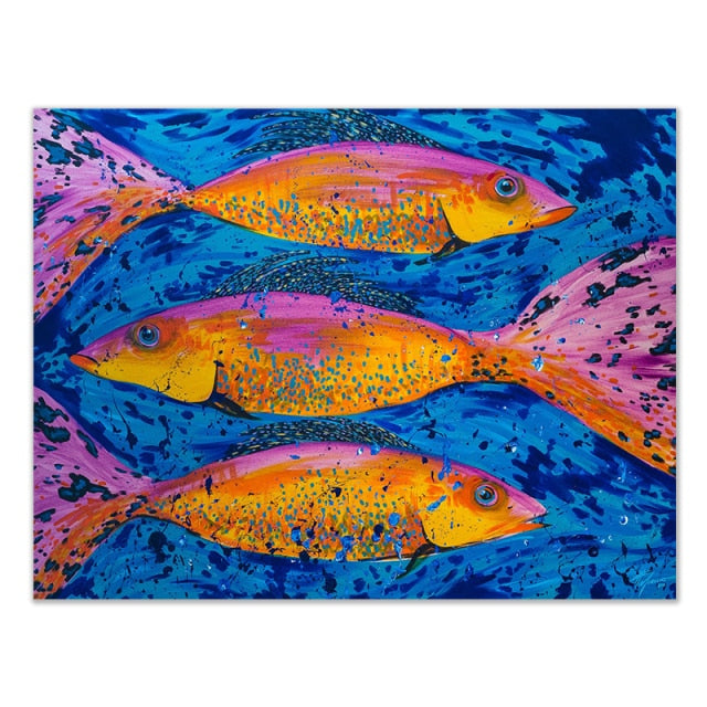 Fish School Printed Canvas Painting Prints