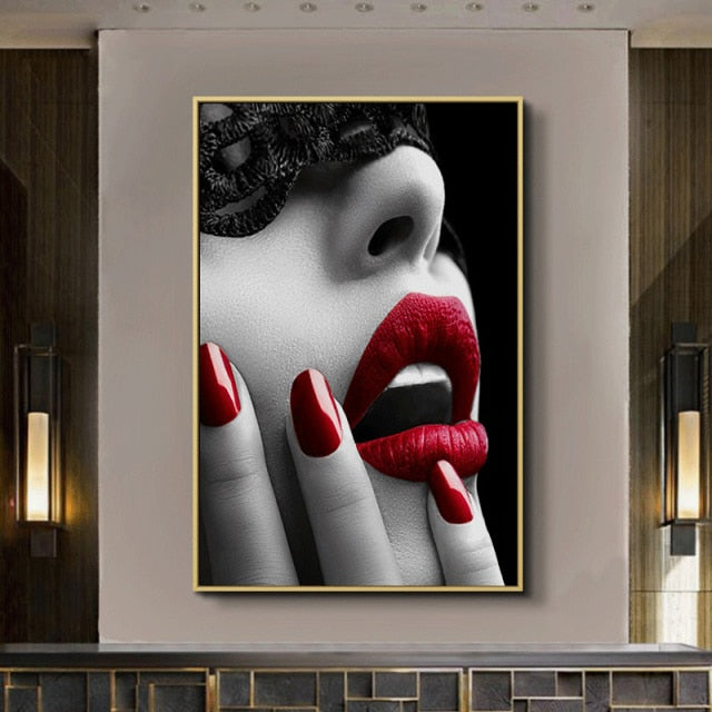 Girl Fashion in Red Wall Art Posters