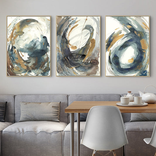 Abstract Blue Gold Canvas Wall Art