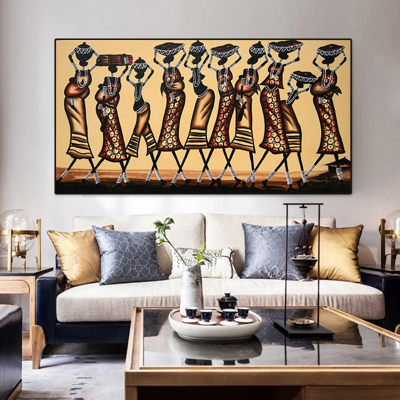 African Dancing Women Canvas Wall Art