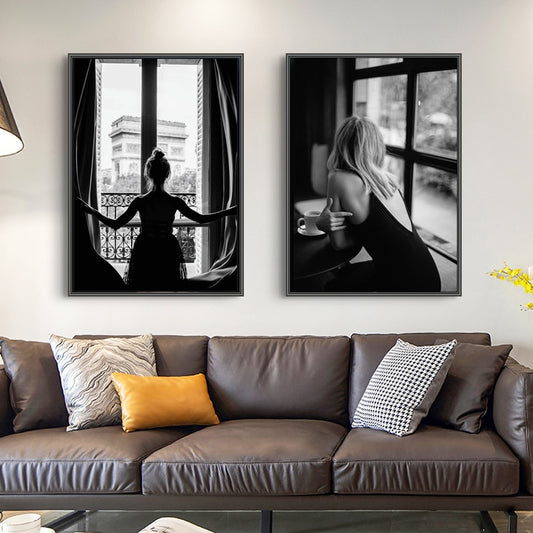 Black and White Girl in Paris Wall Art