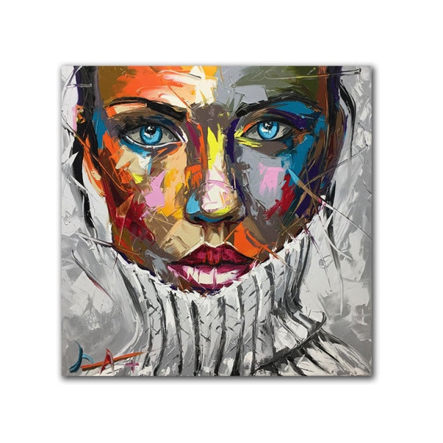 Abstract Knife Painting Portrait Canvas Print
