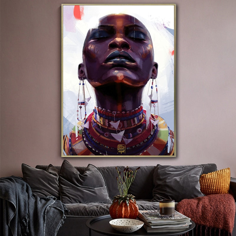 Modern African Woman Canvas Wall Art