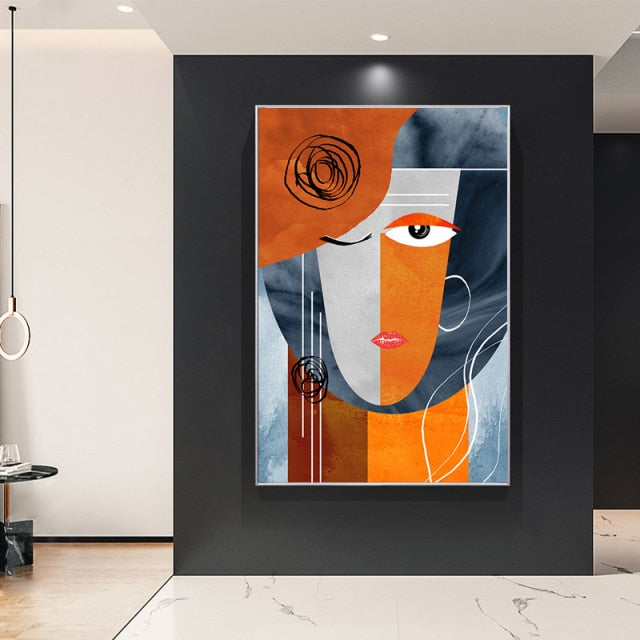 Modern Abstract Geometric Faces Canvas Wall Art