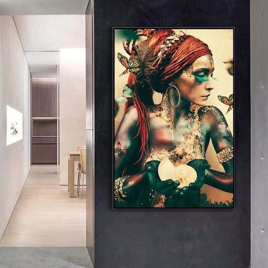 Woman with Butterfly Canvas Print