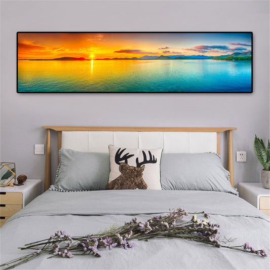 Sea Mountain Sunrise Canvas Wall Art