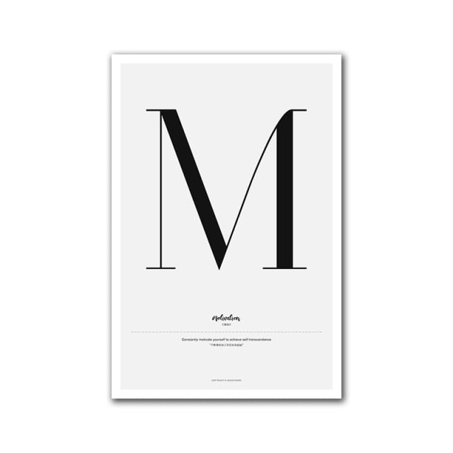 Nordic Alphabet Quotes A to M Posters Canvas Wall Prints