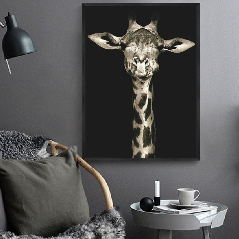 Black And White Giraffe Wall art