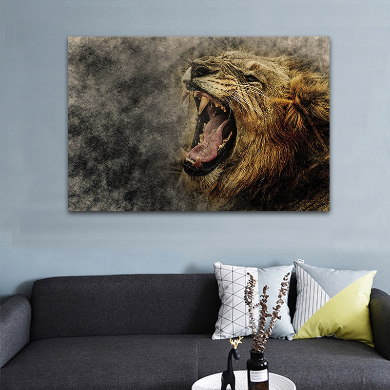 Roaring Lion Canvas Wall Art