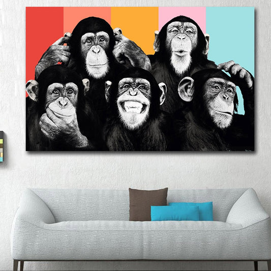 Funny Chimps Canvas Wall Art