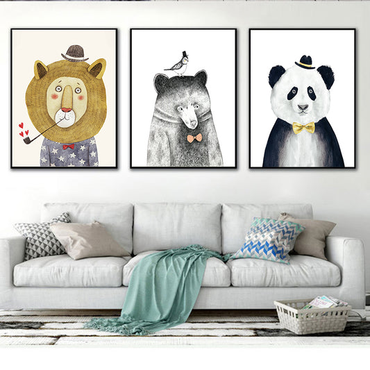 Cartoon Animal Poster Prints Lion Bear Panda