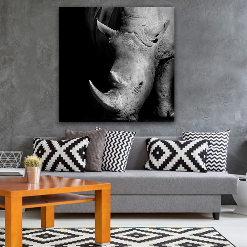 Rhinoceros Black And White