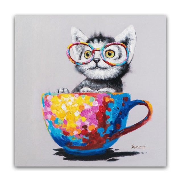 Cute Cat With Glasses Cat Pop Art