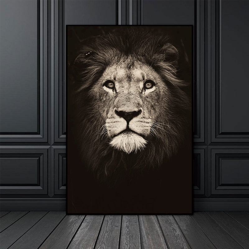 Black and White Lion Wall Art